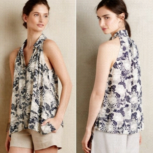 anthropologie Sz 2 Maeve Face Print Tesni Tank